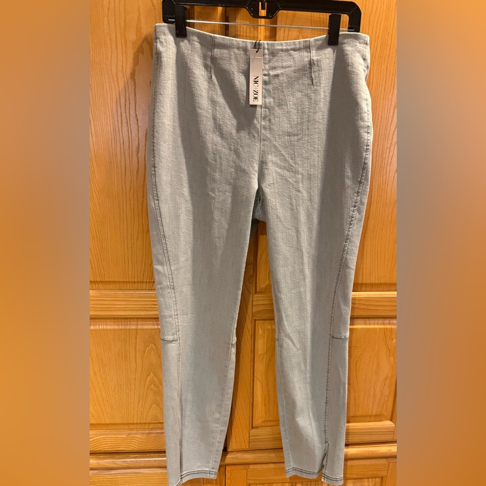 Nic & Zoe Seams All Day Slim Jeans in Mercury Gray Pull On Size 10